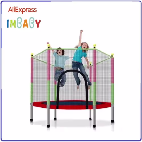 Trampolín de ejercicio de alta calidad para niños, con red protectora, equipado para deportes de interior, entretenimiento, soporta 100 KG