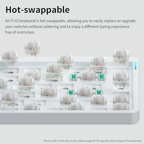nuphy Air75 V2 Teclado mecánico portátil 75, teclado inalámbrico, compatible con teclados Bluetooth/ 2.4G/USB-C RGB, compatible con Windows,Mac, Linux