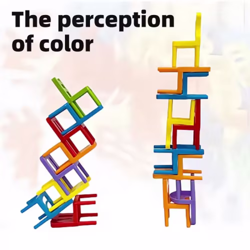 Juego de 18 Sillas Apilables para Niños - Juguete Educativo de Equilibrio y Habilidad Familiar