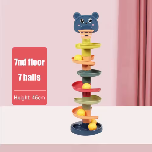 Juguetes Montessori para bebés, bola rodante, torre de pila, entrenamiento de habilidades para los dedos, juegos educativos, pista de apilamiento giratoria, desarrollo de bebés