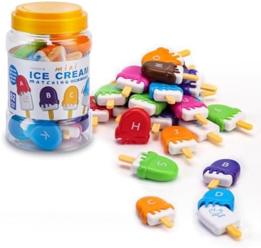 Juguetes de helado para niños pequeños de 1 a 3 años, aprendizaje del alfabeto Montessori, clasificación de colores y juegos de coincidencia de letras, juguete educativo preescolar para