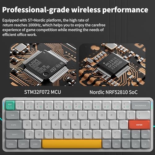 nuphy Air60 V2 Teclado inalámbrico portátil 60 teclado mecánico de bajo perfil compatible con QMKVIA compatible con Windows, Mac, Linux compatible con Bluetooth 5.12.4GHz (USB-C)