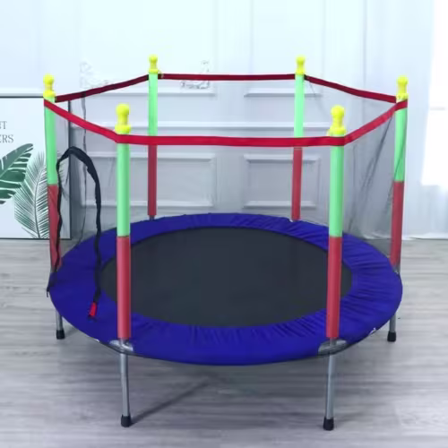 Trampolín de ejercicio de alta calidad para niños, con red protectora, equipado para deportes de interior, entretenimiento, soporta 100 KG
