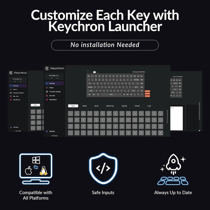 Keychron K3 V3 QMK (Distribución ISO ESPAÑOL) Teclado Mecánico Personalizado Inalámbrico Interruptor de Perfil Bajo LSA Teclas con Retroiluminación