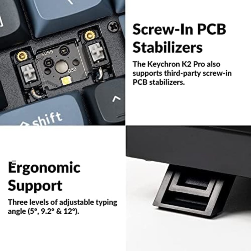 Keychron K2 Pro 75% Layout Teclado mecánico inalámbrico personalizable, compacto 84 teclas intercambiable en caliente QMK/VIA connectividad USB-C y Bluetooth, retroiluminado RGB