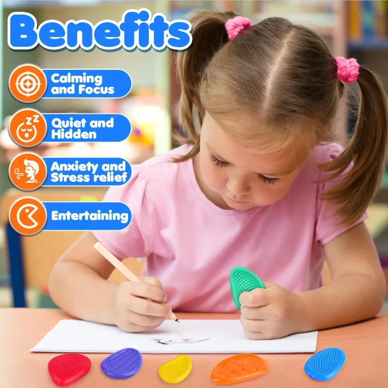 Piedritas de silicona sensorial Paquete de 6 texturizados para autismo, Juguete para aliviar el estrés