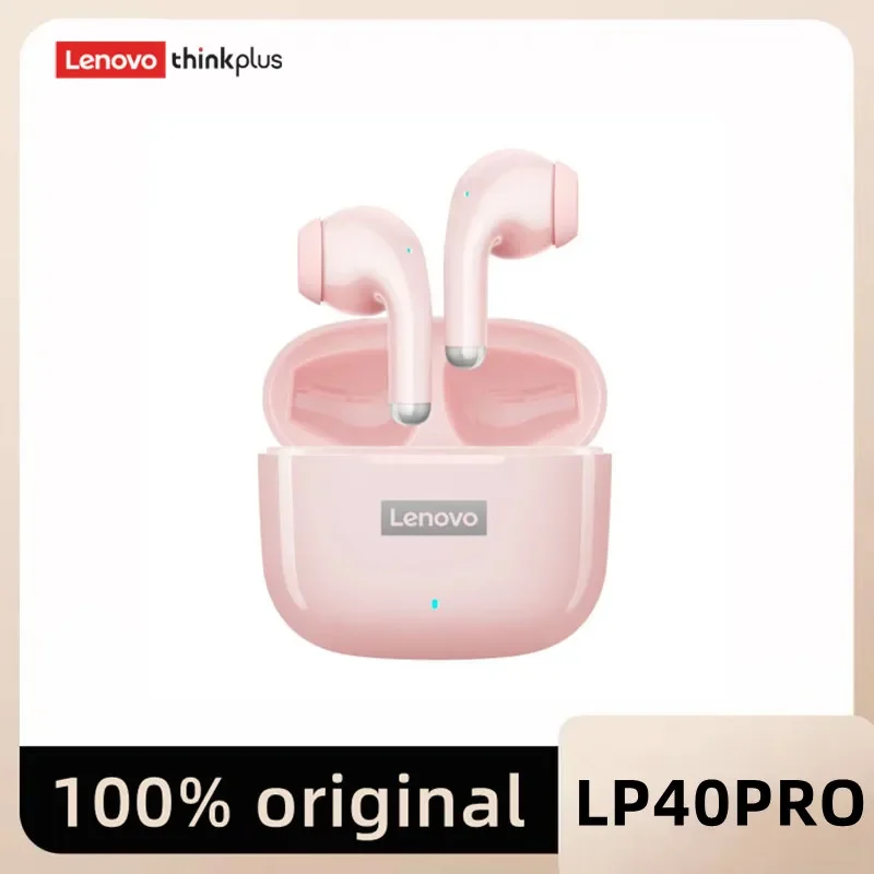 Lenovoauriculares inalámbricos LP40 Pro TWS, cascos deportivos con Bluetooth 5,1, reducción de ruido, Control táctil, 250mAH, originales