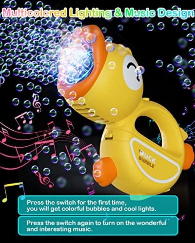 Ametralladora de burbujas para niños, soplador de burbujas con música y luz para niños pequeños, fabricante de burbujas automático portátil con solución de burbujas para niños de 2, 3, 4, 5, 6 años,