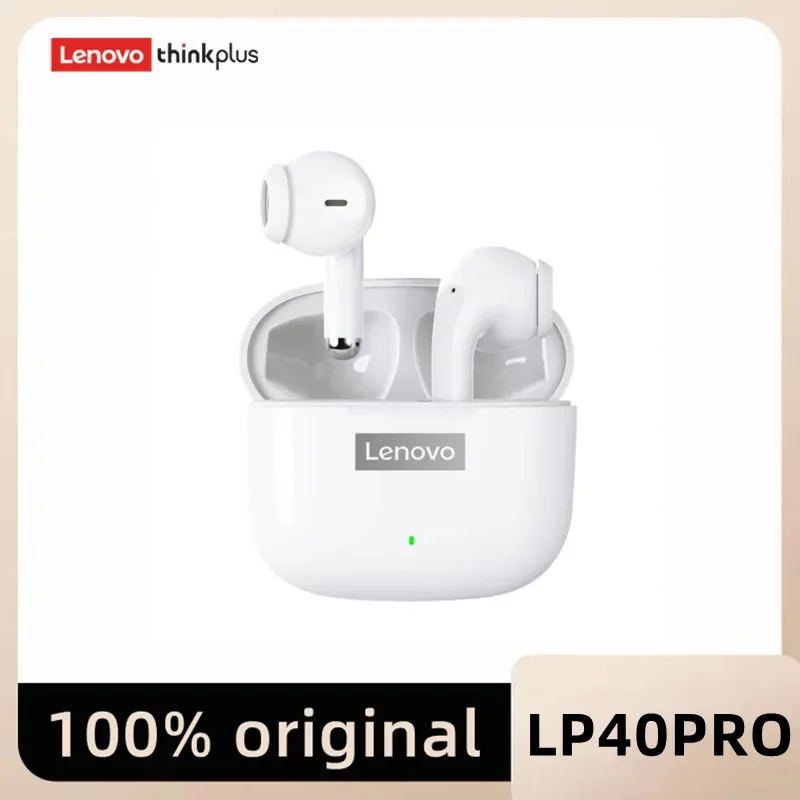 Lenovoauriculares inalámbricos LP40 Pro TWS, cascos deportivos con Bluetooth 5,1, reducción de ruido, Control táctil, 250mAH, originales