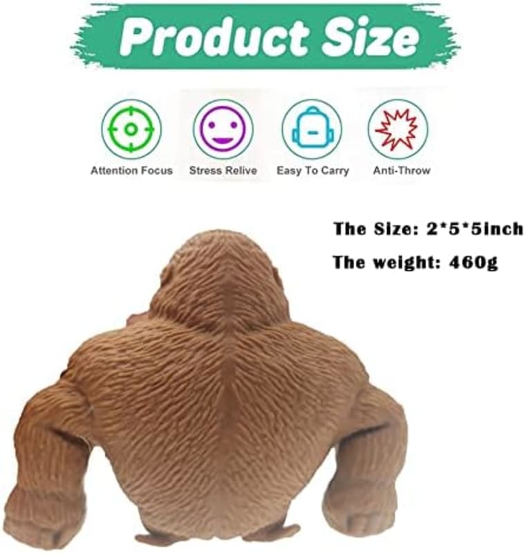 Gorila Squeeze Antiestrés aplasta y estira este juguete para aliviar el estrés para niños y adultos