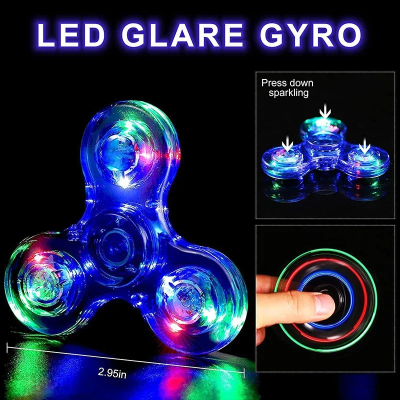 Giroscopio de cristal transparente con luz led para la yema del dedo,  juguete pequeño para niños