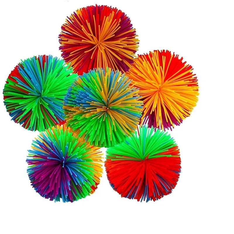 Bola de goma peluda esponjosa de arcoíris para niños y adultos,  juego sensorial, diseño Arcoiris