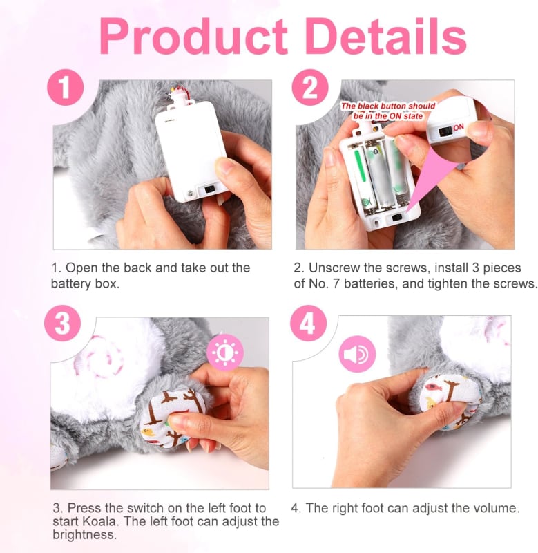 Koala Respiración con luces musicales sensoriales, Koala calma y ayuda con el descanso y relajación