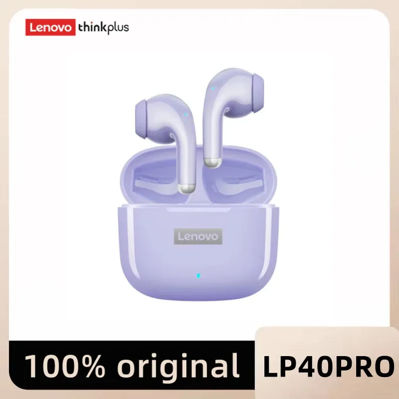 Lenovoauriculares inalámbricos LP40 Pro TWS, cascos deportivos con Bluetooth 5,1, reducción de ruido, Control táctil, 250mAH, originales