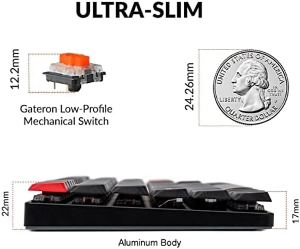 Keychron K3 Pro - Teclado mecánico inalámbrico ultra delgado QMK/VIA, macro programable 75% diseño RGB retroiluminación con perfil bajo Gateron , Teclas PBT Double Shoot