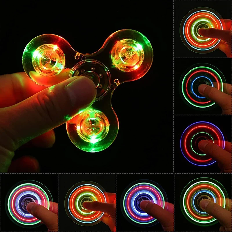 Giroscopio de cristal transparente con luz led para la yema del dedo,  juguete pequeño para niños