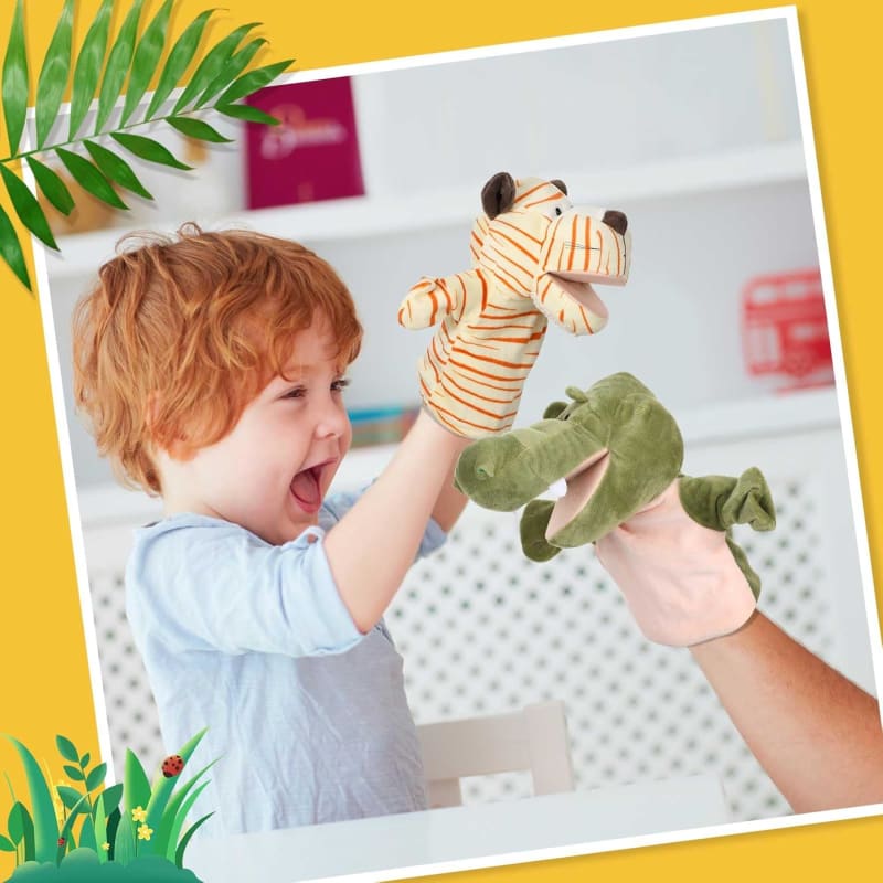 Marioneta de mano de animales de peluche con boca abierta y movible, juguete para niños pequeños, escuela, aula, preescolar, regalo de cumpleaños