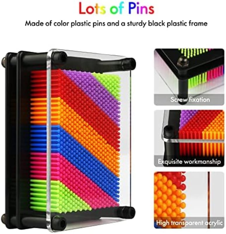 Juguete de tablero de arte con pin 3D, colorido tablero de plástico, diseño clásico de pin impresión, escultura para niños y niños