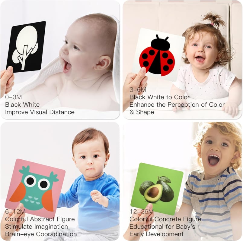 Tarjetas de estimulación Visual Montessori para bebé de alto contrate, 20 piezas  / 40 caras