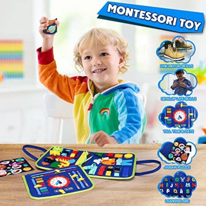 Tablero ocupado para niños, actividades educativas, tablero sensorial para habilidades motoras de vestido básico fino
