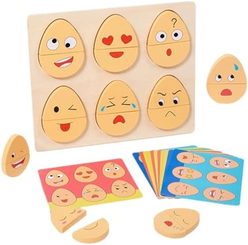 Rompecabezas de expresión de juego de madera a juego para niños pequeños de 1 a 3 años, juguetes Montessori para niños de 1, 2 y 3 años, juguetes educativos STEM de aprendizaje preescolar para niños