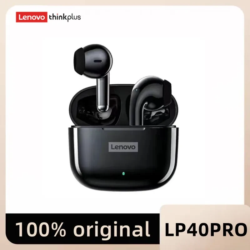 Lenovoauriculares inalámbricos LP40 Pro TWS, cascos deportivos con Bluetooth 5,1, reducción de ruido, Control táctil, 250mAH, originales
