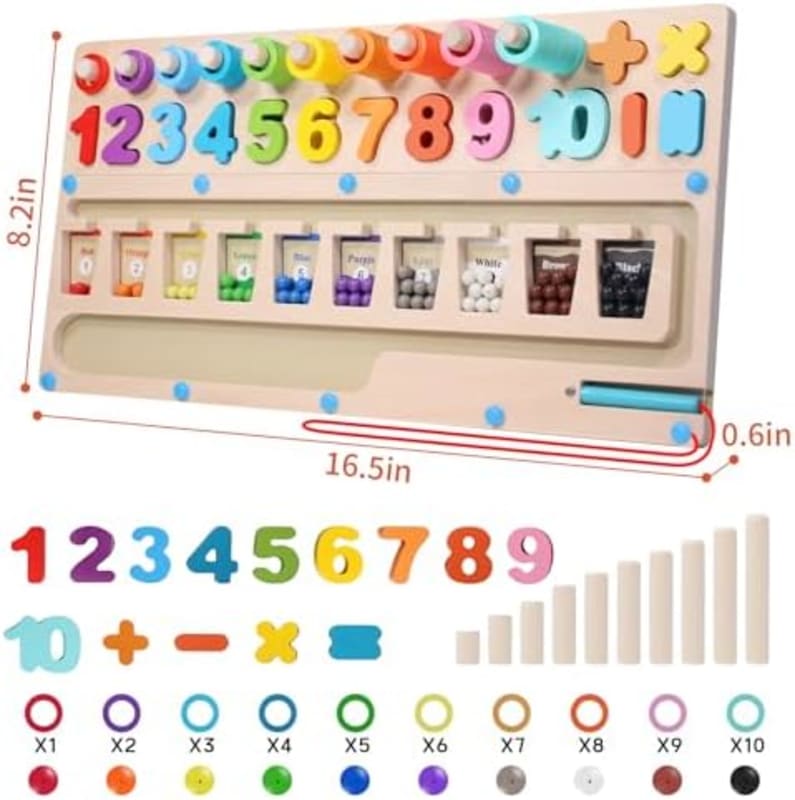 Tablero Montessorri de matemáticos 3 en 1 para preescolares, juguetes de aprendizaje de números de madera, rompecabezas magnéticos