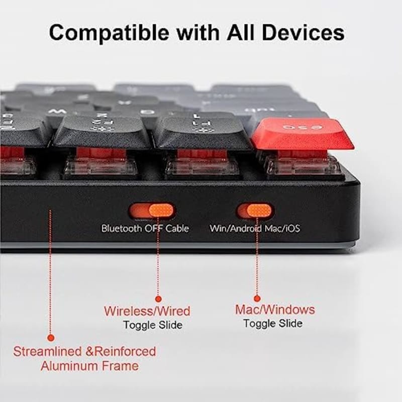 Keychron K3 Pro - Teclado mecánico inalámbrico ultra delgado QMK/VIA, macro programable 75% diseño RGB retroiluminación con perfil bajo Gateron , Teclas PBT Double Shoot