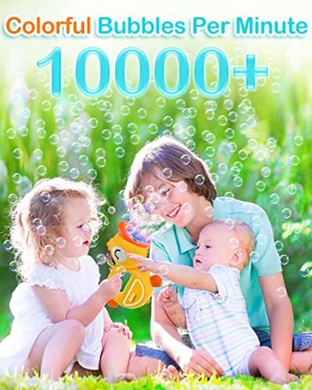 Ametralladora de burbujas para niños, soplador de burbujas con música y luz para niños pequeños, fabricante de burbujas automático portátil con solución de burbujas para niños de 2, 3, 4, 5, 6 años,