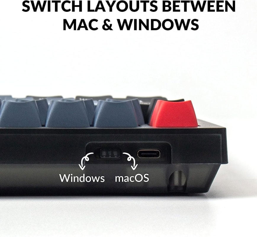 Keychron V1 QMK/VIA - Teclado mecánico con cable, diseño del 75% con interruptor marrón K Pro intercambiable en caliente, teclas PBT, teclado retroiluminado RGB para Mac Windows Linux, translúcido