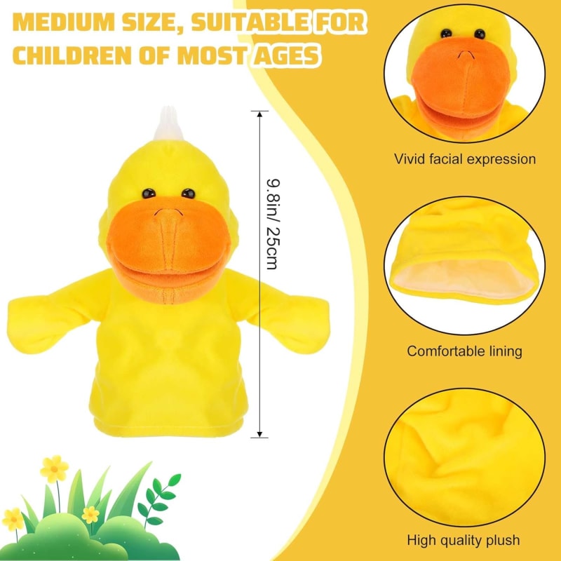 Marioneta de mano de animales de peluche con boca abierta y movible, juguete para niños pequeños, escuela, aula, preescolar, regalo de cumpleaños