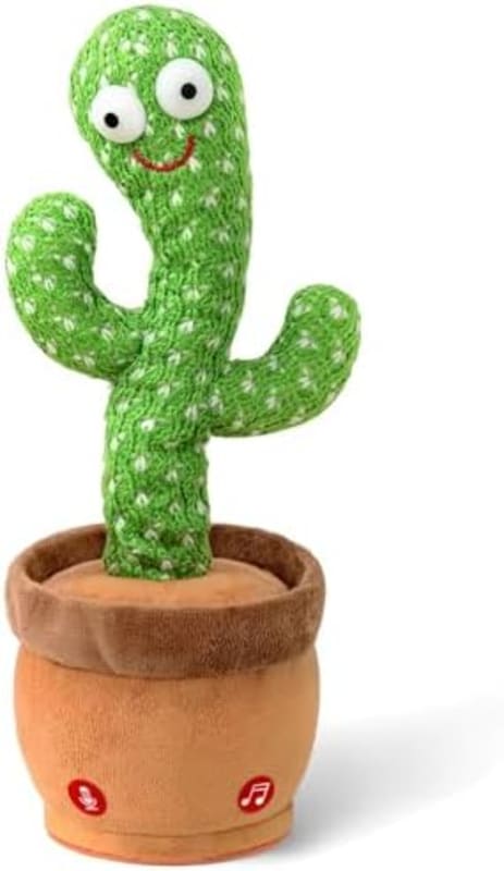 Cactus bailarín que imita sonidos, reproduce 120 canciones, recargable por USB, felpa suave, luces LED