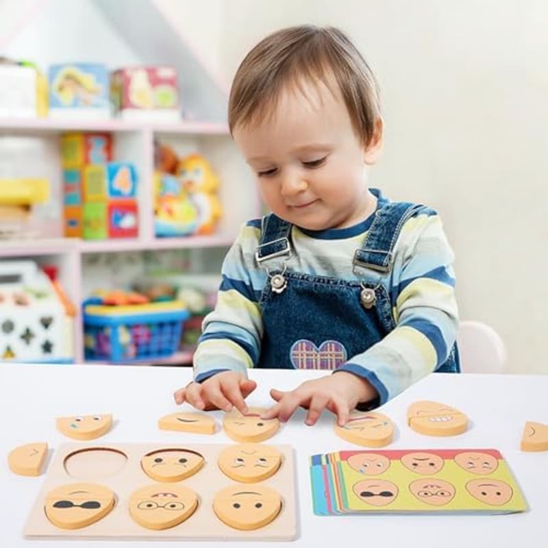 Rompecabezas de expresión de juego de madera a juego para niños pequeños de 1 a 3 años, juguetes Montessori para niños de 1, 2 y 3 años, juguetes educativos STEM de aprendizaje preescolar para niños