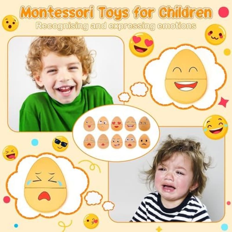 Rompecabezas de expresión de juego de madera a juego para niños pequeños de 1 a 3 años, juguetes Montessori para niños de 1, 2 y 3 años, juguetes educativos STEM de aprendizaje preescolar para niños