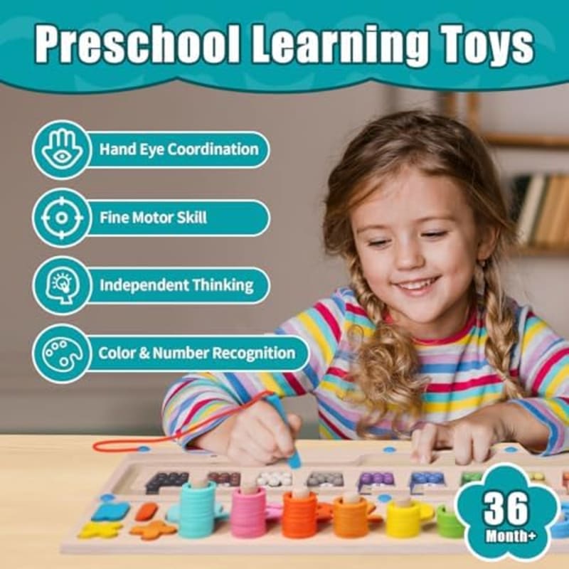 Tablero Montessorri de matemáticos 3 en 1 para preescolares, juguetes de aprendizaje de números de madera, rompecabezas magnéticos