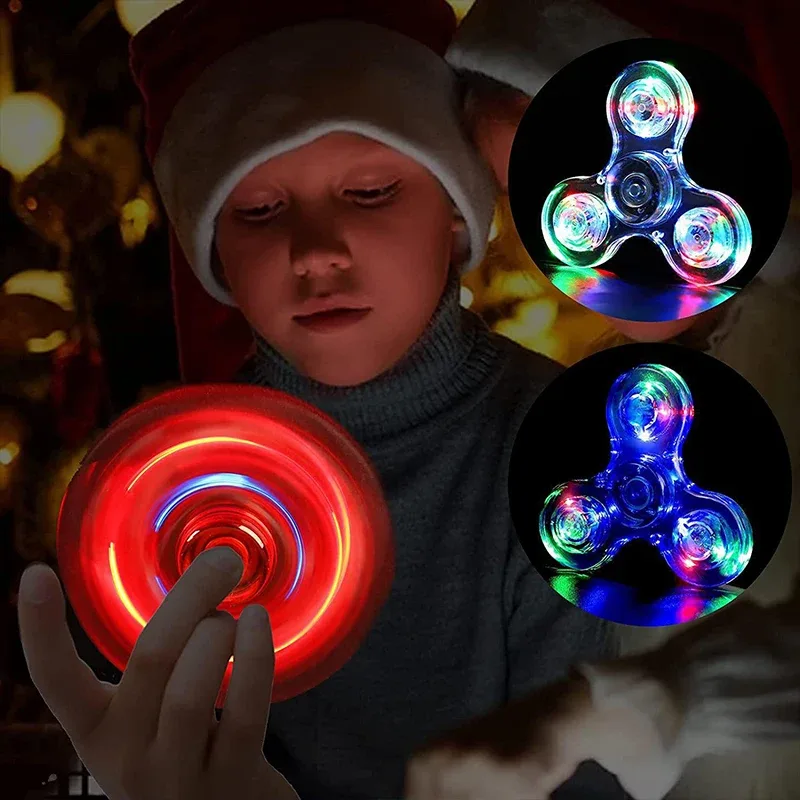 Giroscopio de cristal transparente con luz led para la yema del dedo,  juguete pequeño para niños