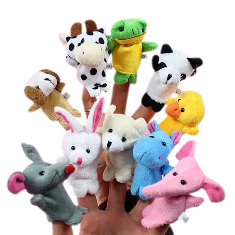 Juego de marionetas de dedo de 10 piezas, muñecos de peluches calmante para niños