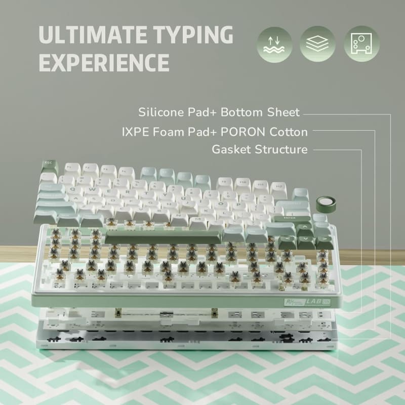 RK Royal Kludge R75 Teclado mecánico con cable, 80 teclas, RGB, retroiluminado, intercambiable en caliente, español, MDA, PBT