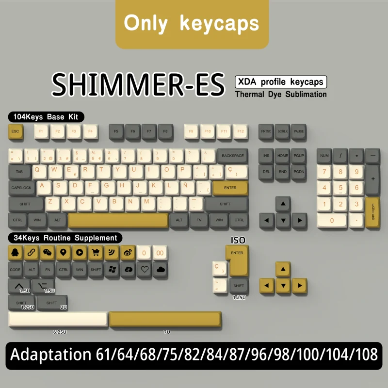 Keycaps - Juego de 139 teclas PBT en español, Perfil XDA, para teclado mecánico MX Switch, ISO Enter