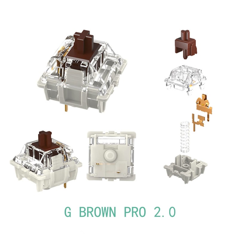 Gateron G Brown Pro 2.0 Interruptores prelubricados de 3 pines lineales para interruptores de teclado de juego tipo mecánico MX, interruptores montados en placa de luz SMD RGB (70 unidades, 3 pines, marrón)