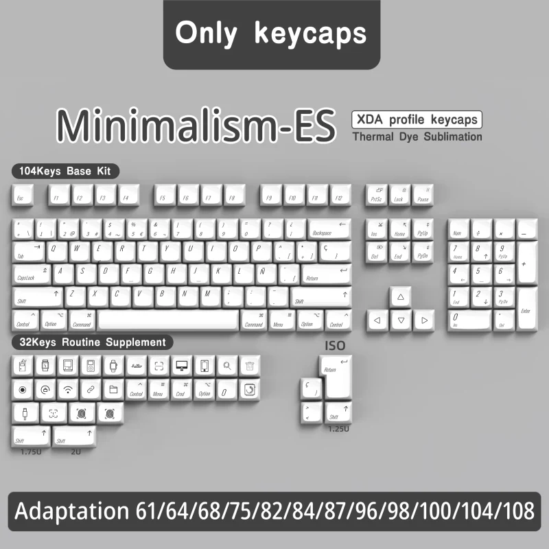 Keycaps - Juego de 139 teclas PBT en español, Perfil XDA, para teclado mecánico MX Switch, ISO Enter