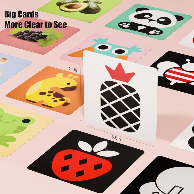 Tarjetas de estimulación Visual Montessori para bebé de alto contrate, 20 piezas  / 40 caras