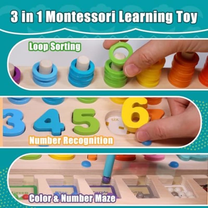 Tablero Montessorri de matemáticos 3 en 1 para preescolares, juguetes de aprendizaje de números de madera, rompecabezas magnéticos