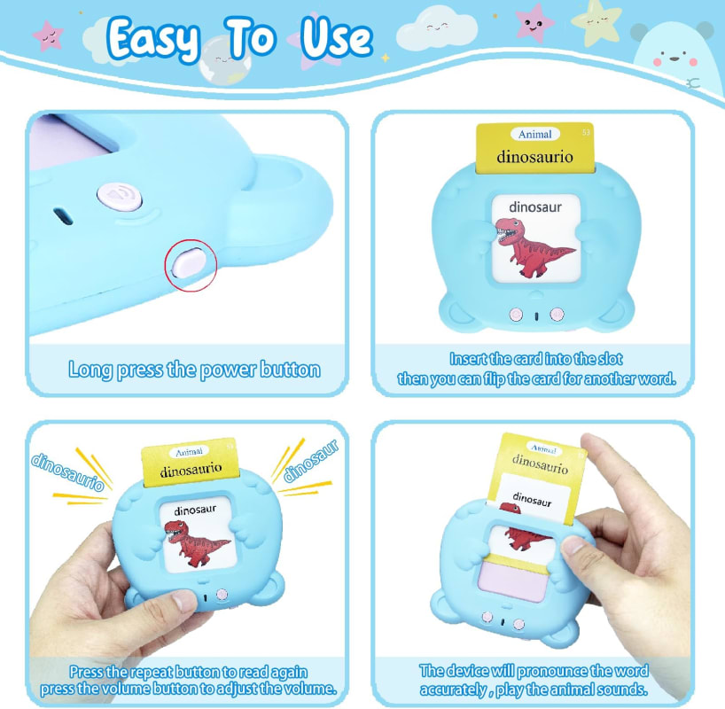 Juguetes para niños pequeños, tarjetas didácticas en español, 224 palabras visuales, juguetes de terapia del habla de bolsillo, tarjetas flash bilingües, juguetes sensoriales para autismo para niños autistas