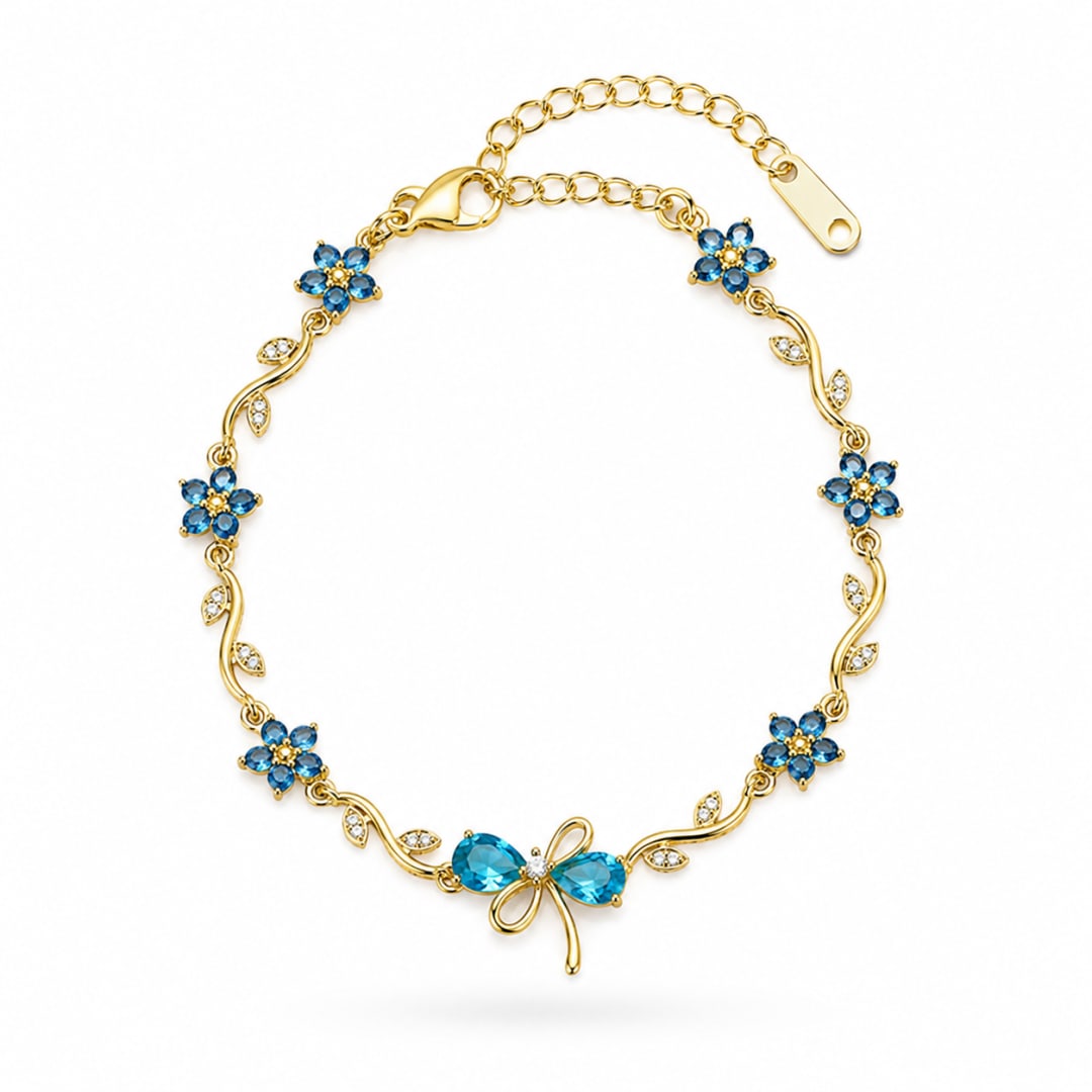Blue Floral Bow Bracelet
