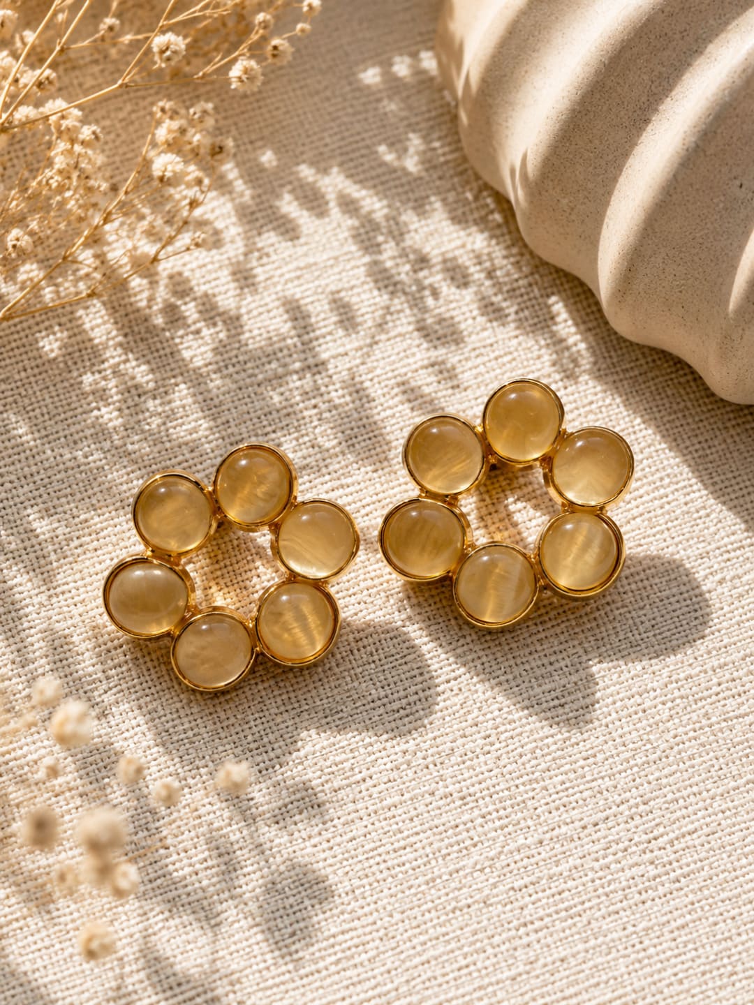 Golden Floral Stud Earrings
