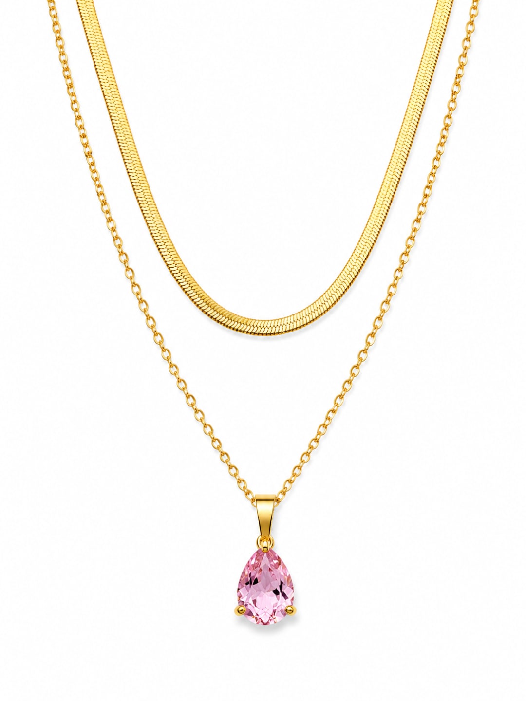 Pink Teardrop Pendant Necklace