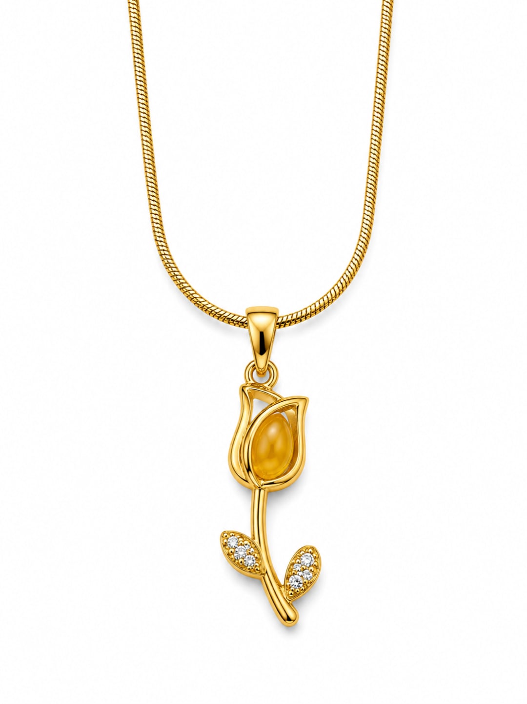 Golden Tulip Pendant Necklace