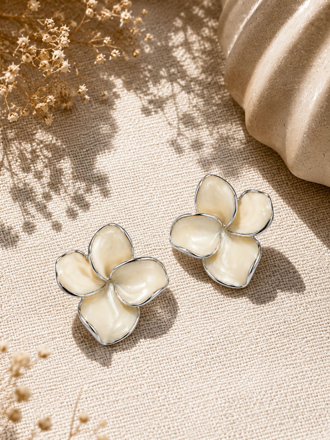 Ivory Flower Stud Earrings