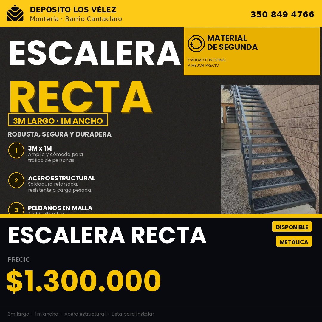Escalera recta segundo piso